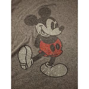Disney Mickey Mouse Long Sleeve Top Parks Women's Beaded Rhinestone SIZE MED